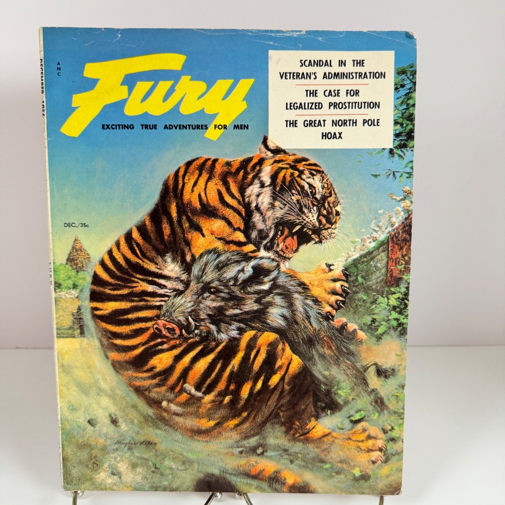 Vintage Fury Magazine‎ December 1956 Tiger Cover Barbara Nichols Pulp Men